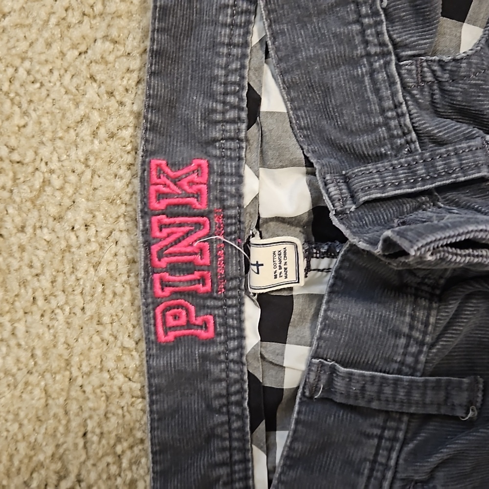 Pink corduroy Grey pants